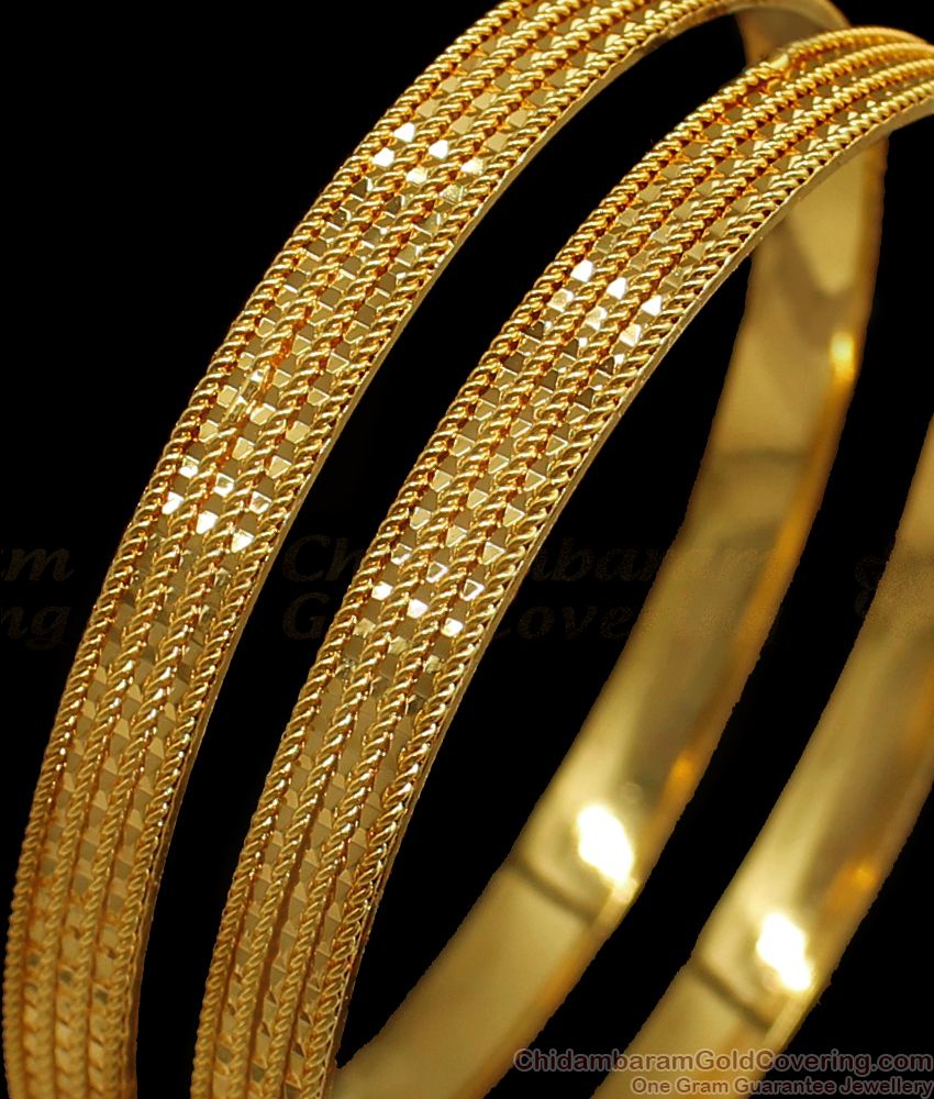 BR1668-2.4 Classical Gold Plated Set Of Two Bangles Daily Wear