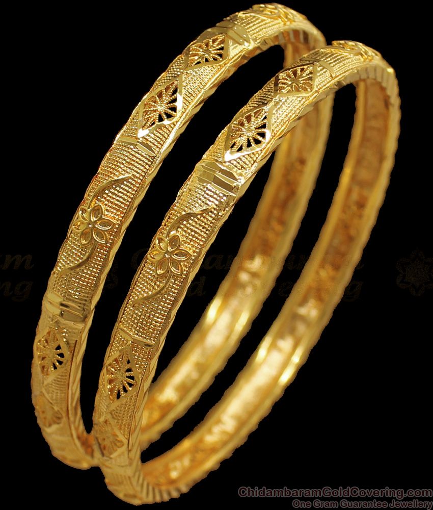 BR1671-210 Trendy One Gram Gold Bangles From Chidambaram Gold Covering