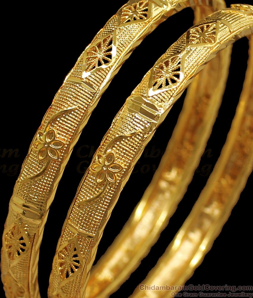 BR1671-2.6 Trendy One Gram Gold Bangles From Chidambaram Gold Covering