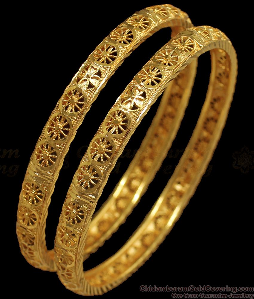 BR1672-2.10 New Collection 1 Gram Gold Bangles From Chidambaram Gold Covering