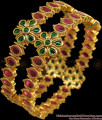 BR1684-2.8 Premium Kemp Stone Ruby Emerald Gold Bangles Collections Bridal Jewelry