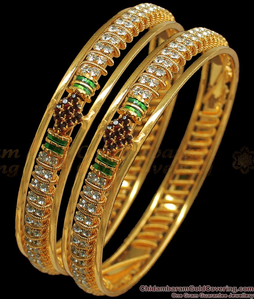 BR1693-2.6 AD Multi Stone Gold Bangles For Function Wear