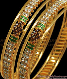 BR1693-2.8 AD Multi Stone Gold Bangles For Function Wear