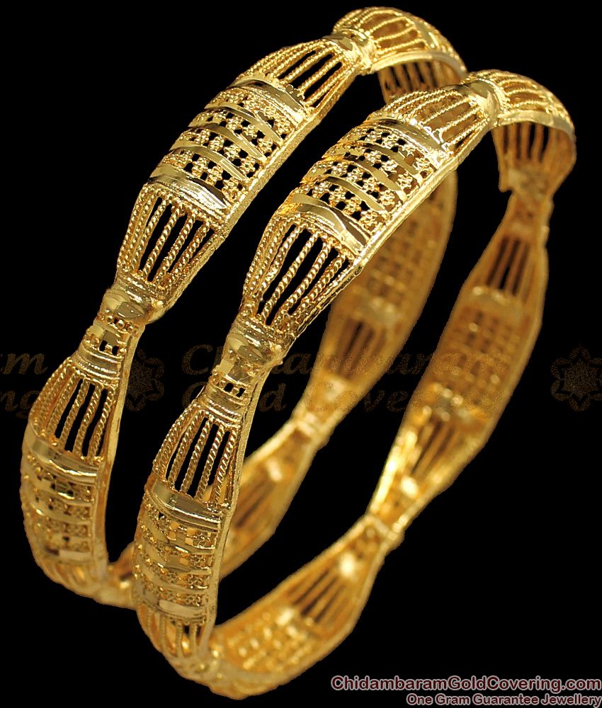 BR1697-2.4 New Net Pattern Gold Forming Bangles For Party Wear