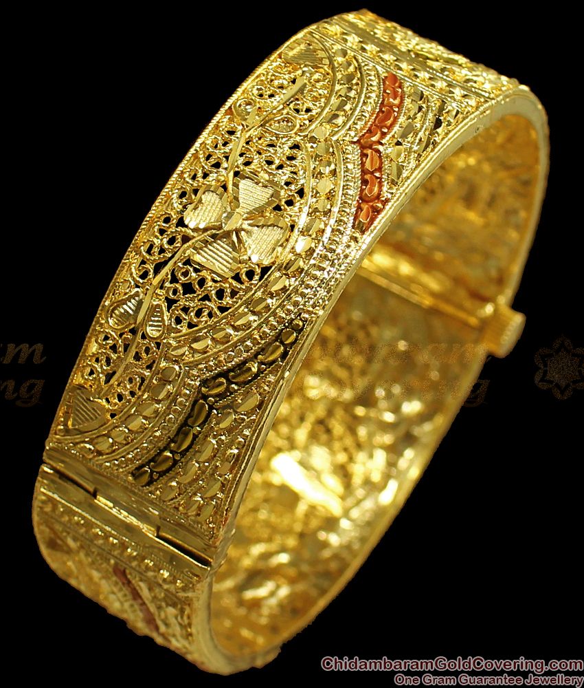 BR1702-2.6 Elegant Enamel Meenakari Real Gold Tone Kada Bangles