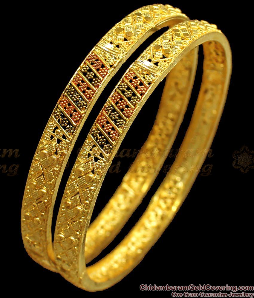 BR1703-2.4 Fabulous Design Enamel Gold Forming Bangles