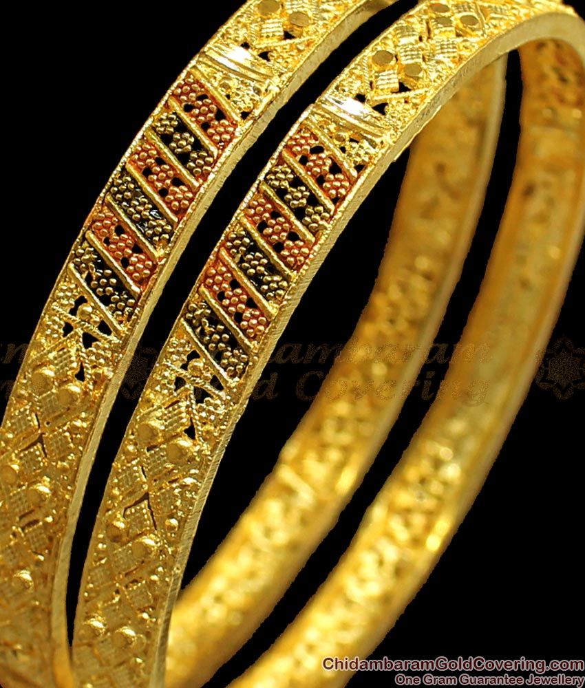 BR1703-2.8 Fabulous Design Enamel Gold Forming Bangles