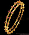 BR1707-2.8 Glimmering Ruby Stone Thin Gold Plated Bangles