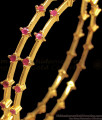 BR1707-2.8 Glimmering Ruby Stone Thin Gold Plated Bangles