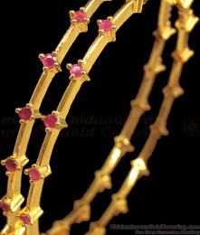 BR1707-2.8 Glimmering Ruby Stone Thin Gold Plated Bangles BR1707-2.8 Glimmering Ruby Stone Thin Gold Plated Bangles