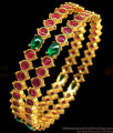 BR1709-2.6 Ruby Emerald Stone Bangles Gold Plated Bridal Jewelry