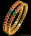 BR1709-2.8 Ruby Emerald Stone Bangles Gold Plated Bridal Jewelry