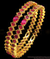 BR1710-2.8 Gold Plated Ruby Stone Bridal Bangles For Online Shopping