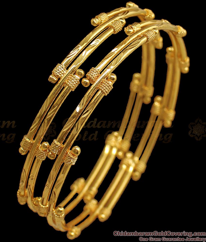 BR1715-2.10 Latest Design Gold Semiya Bangles Daily Wear