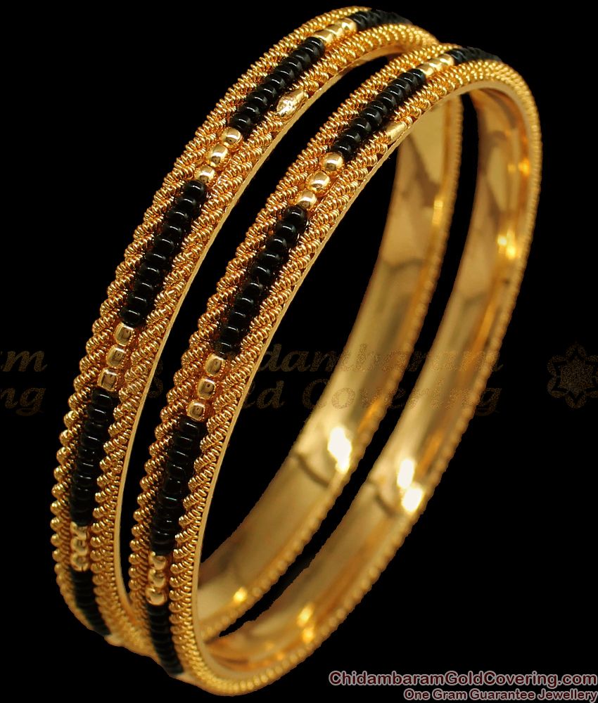 BR1717-2.6 Gold Spiral Design Karugamani Gold Bangles Shop Online