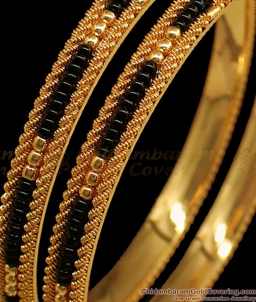 BR1717-2.8 Gold Spiral Design Karugamani Gold Bangles Shop Online