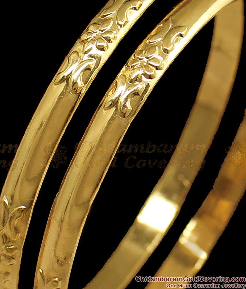 BR1720-2.8 Flower Design Impon Gold Design Bangle Daily Wear