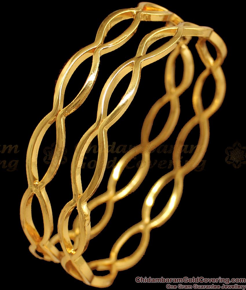 BR1721-2.8 Daily Wear Impon Gold Bangle Wave Designs