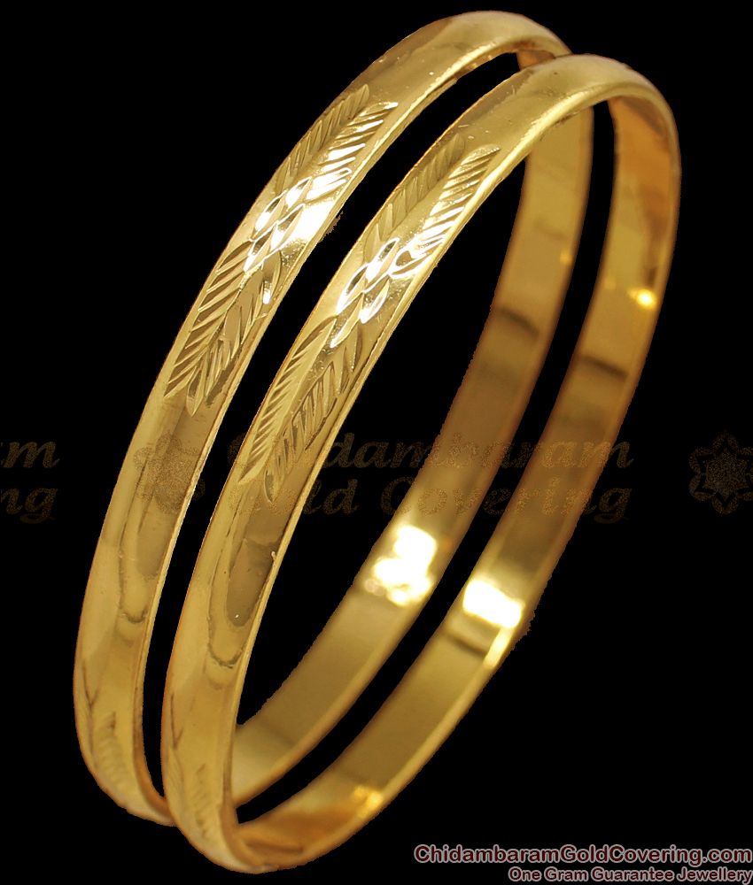 BR1723-2.4 Leaf Pattern Impon Gold Bangle Designs Daily Wear