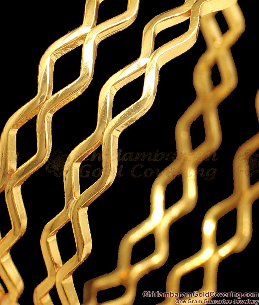 BR1727-2.4 Real Gold Zig Zag Pattern Impon Bangles For Daily Wear