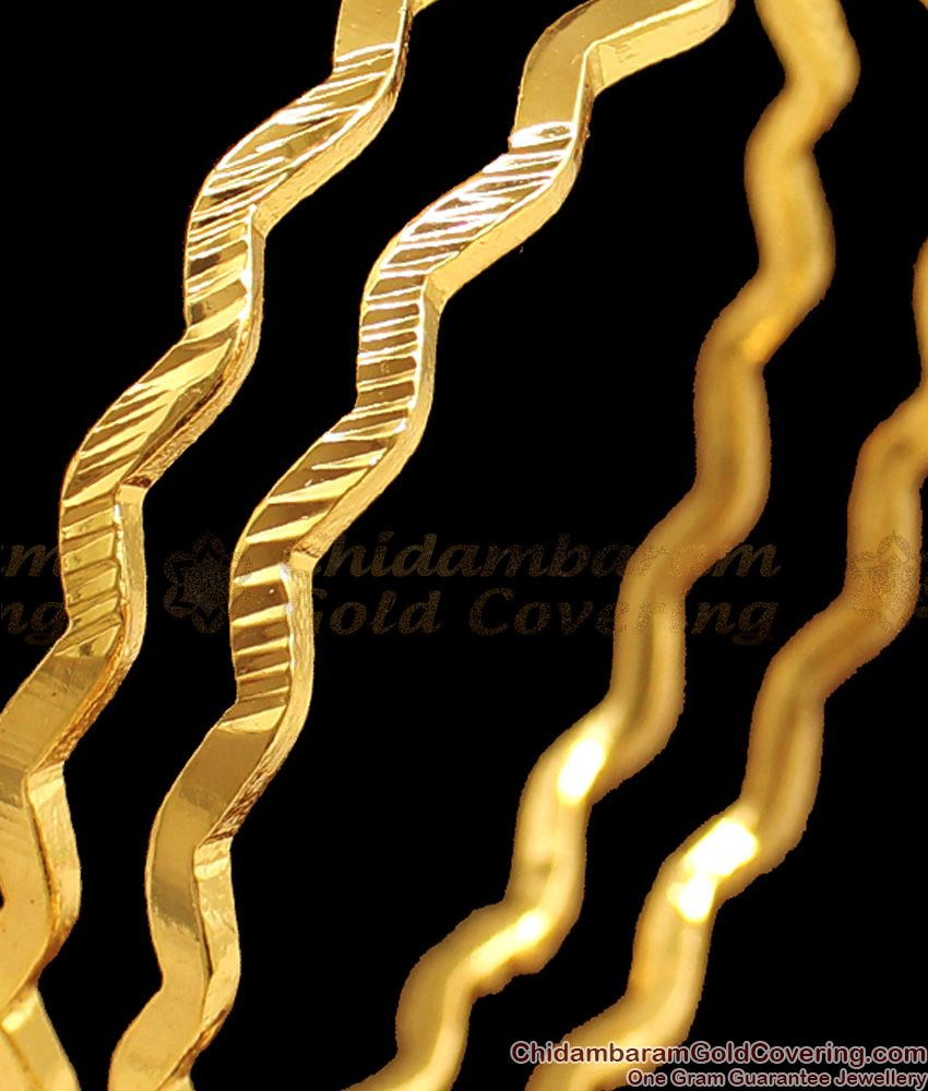 BR1733-2.8 Cross Zig Zag Design Impon Gold Bangle Collections