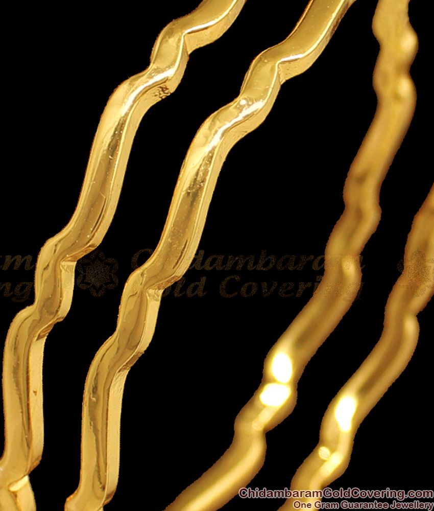 BR1743-2.4 Original Impon Wave Design Gold Bangle Traditional Wear