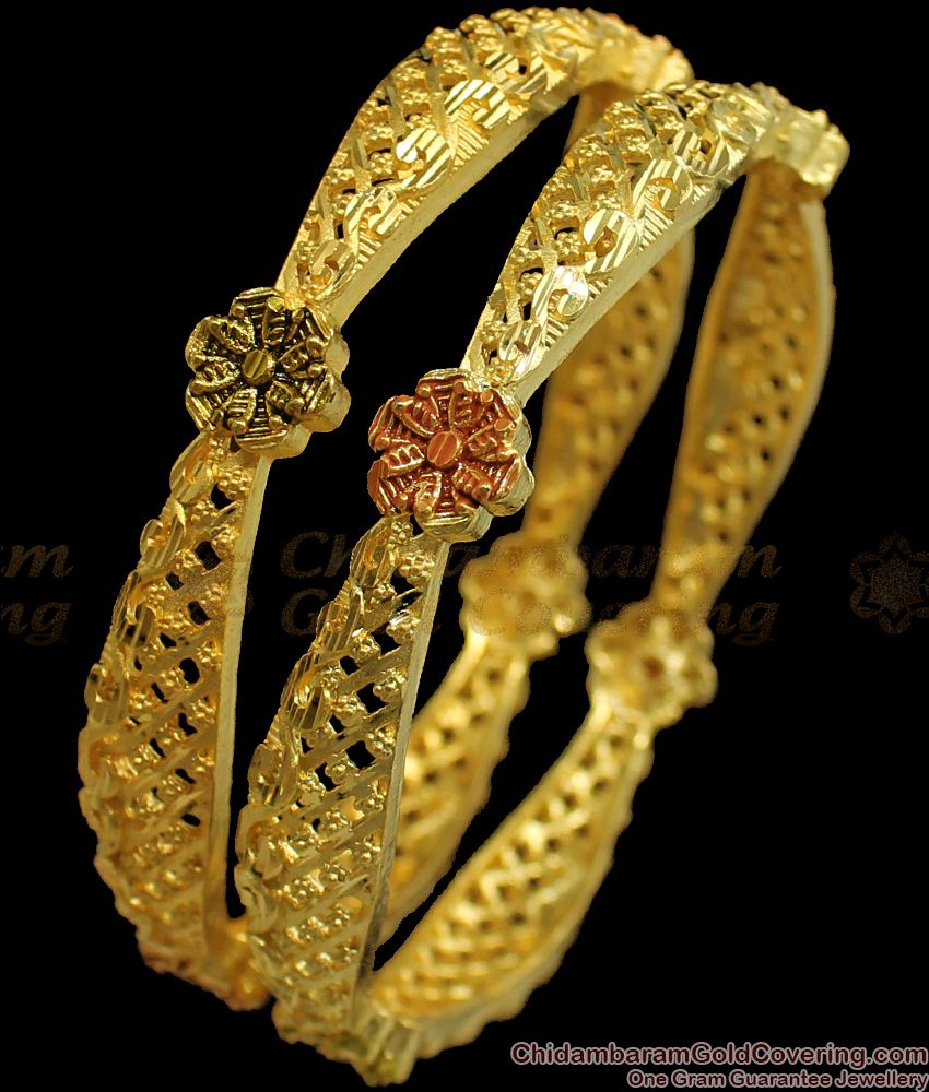 BR1747-2.8 Enamel Forming Gold Bangle Bridal Wear Designs