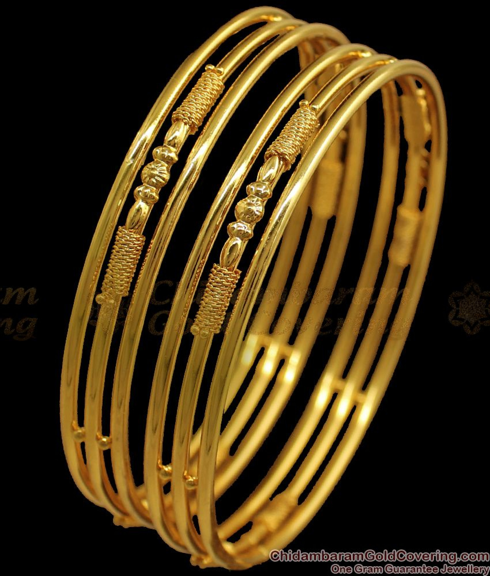 BR17482.10 Three Line Gold Bangle Designs Daily Wear