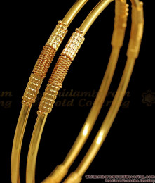 BR1749-2.10 Sleek Threaded Design Gold Bangle Daily Wear BR1749-2.10 Sleek Threaded Design Gold Bangle Daily Wear