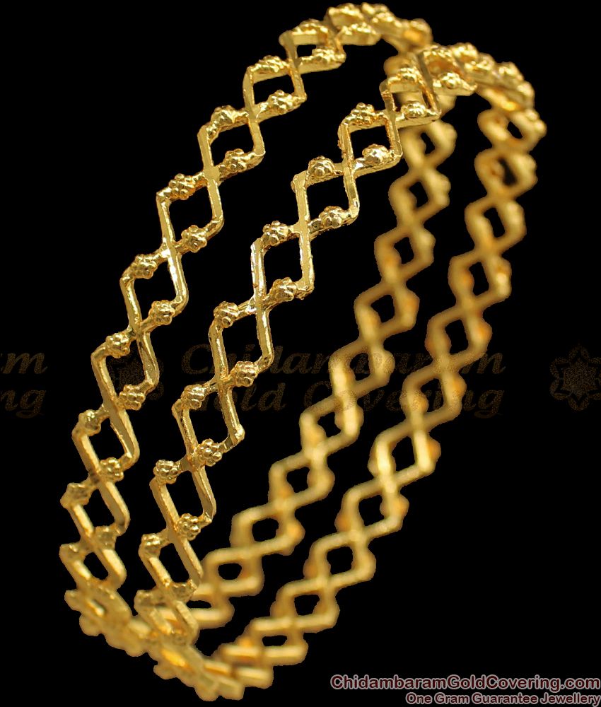 BR1750-2.10 Zig Zag Design Gold Plated Bangle Daily Wear