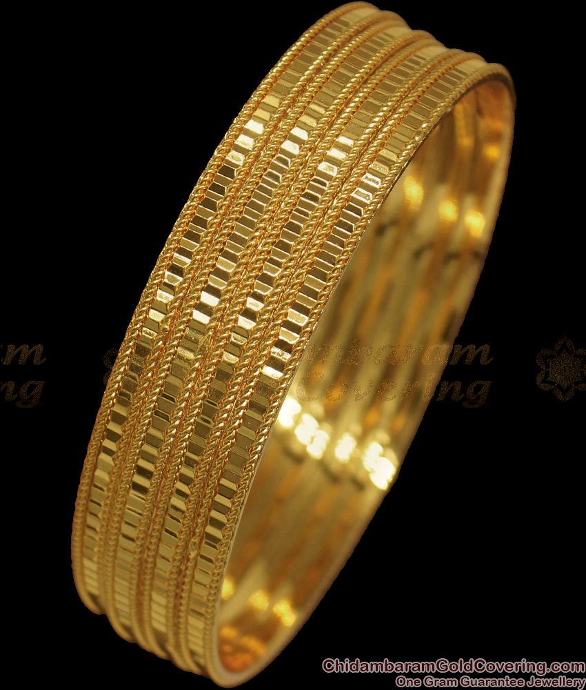 BR1755-2.6 Threaded Design Gold Bangle Design Set Of Four