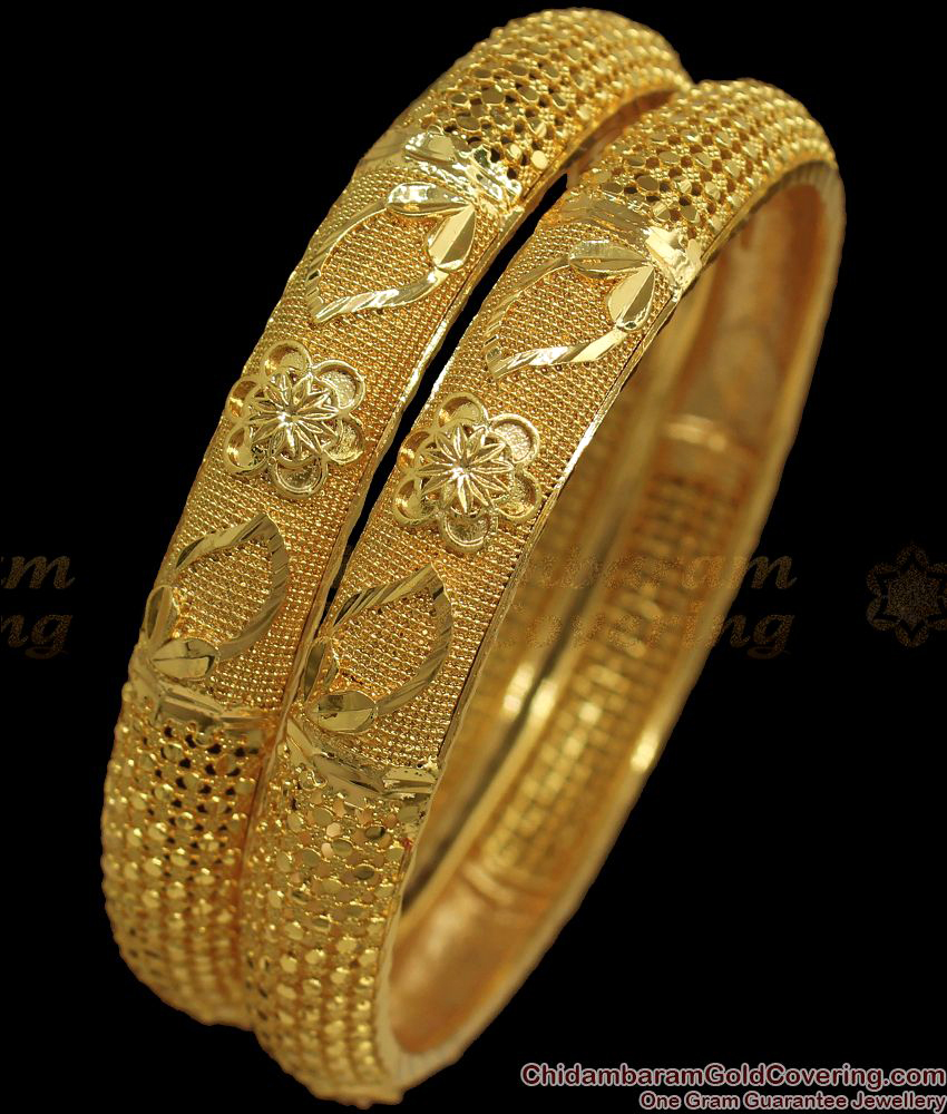 BR1763-2.10 Broad Kada Gold Bangle Bridal Collections