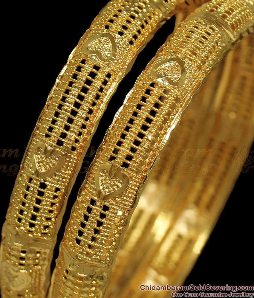 BR1765-2.8 Heart Design One Gram Gold Bangle Collections Shop Online