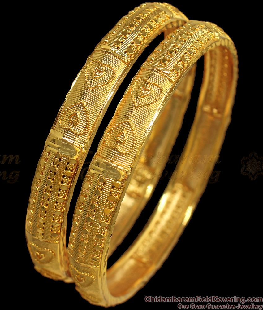 BR1775-2.10 Heart Designer Gold Bangle Collections Kerala Pattern