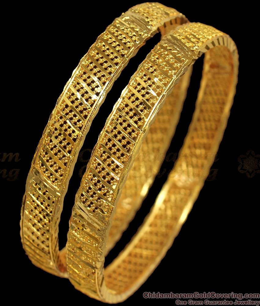 BR1776-2.8 One Gram Gold Bangle Collections Classy Net Design 