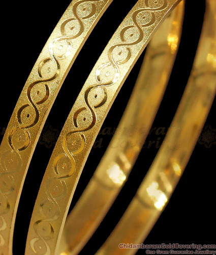 BR1781 2.4 Self Design One Gram Gold Plated Plain Bangle Shop