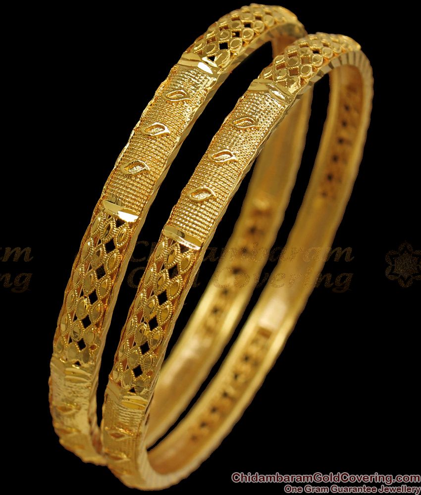 BR1782-2.10 Kerala Designs Real Gold Bangle Daily Wear Collections