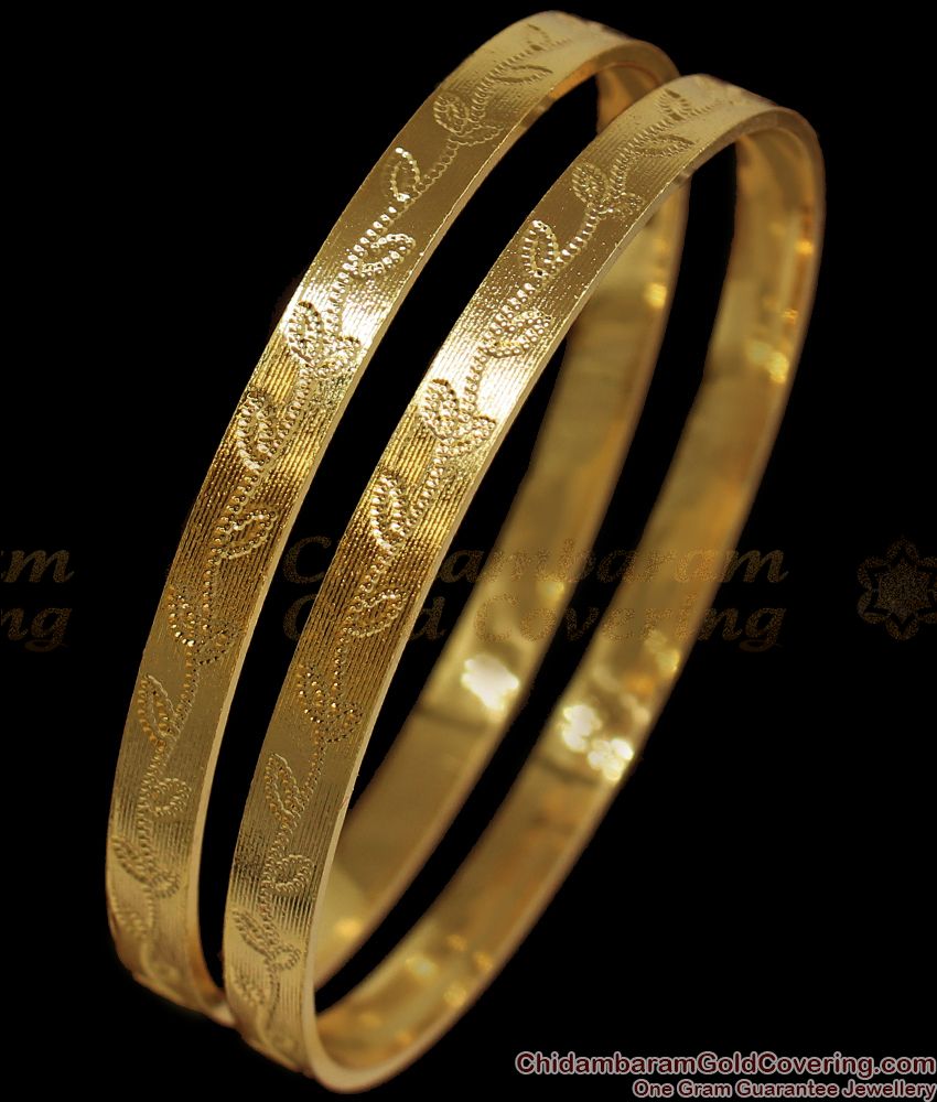 BR1786-2.10 Earth Lovers Plant Pattern Gold Bangle Designs Collections