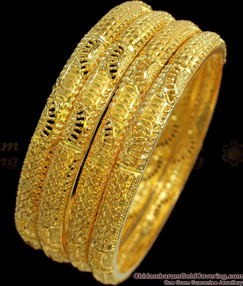 BR1801-2.6 Handcraft Design Two Gram Gold Bangle Set Of Four