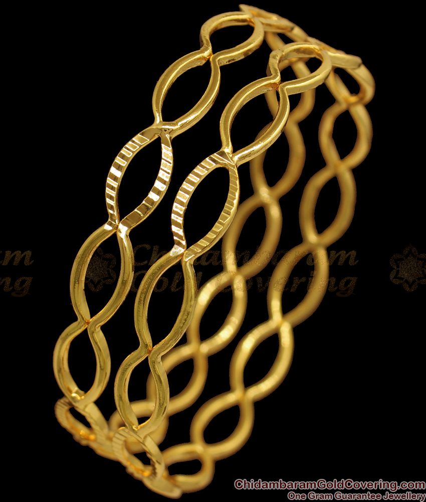 BR1810-2.8 Stylish One Gram Gold Oval Design Bangles Daily Wear