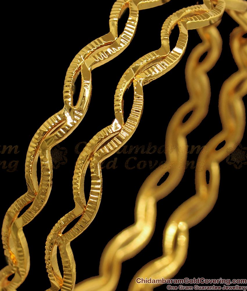 BR1811-2.8 New Spiral Dual Line Gold Neli Bangles Shop Online