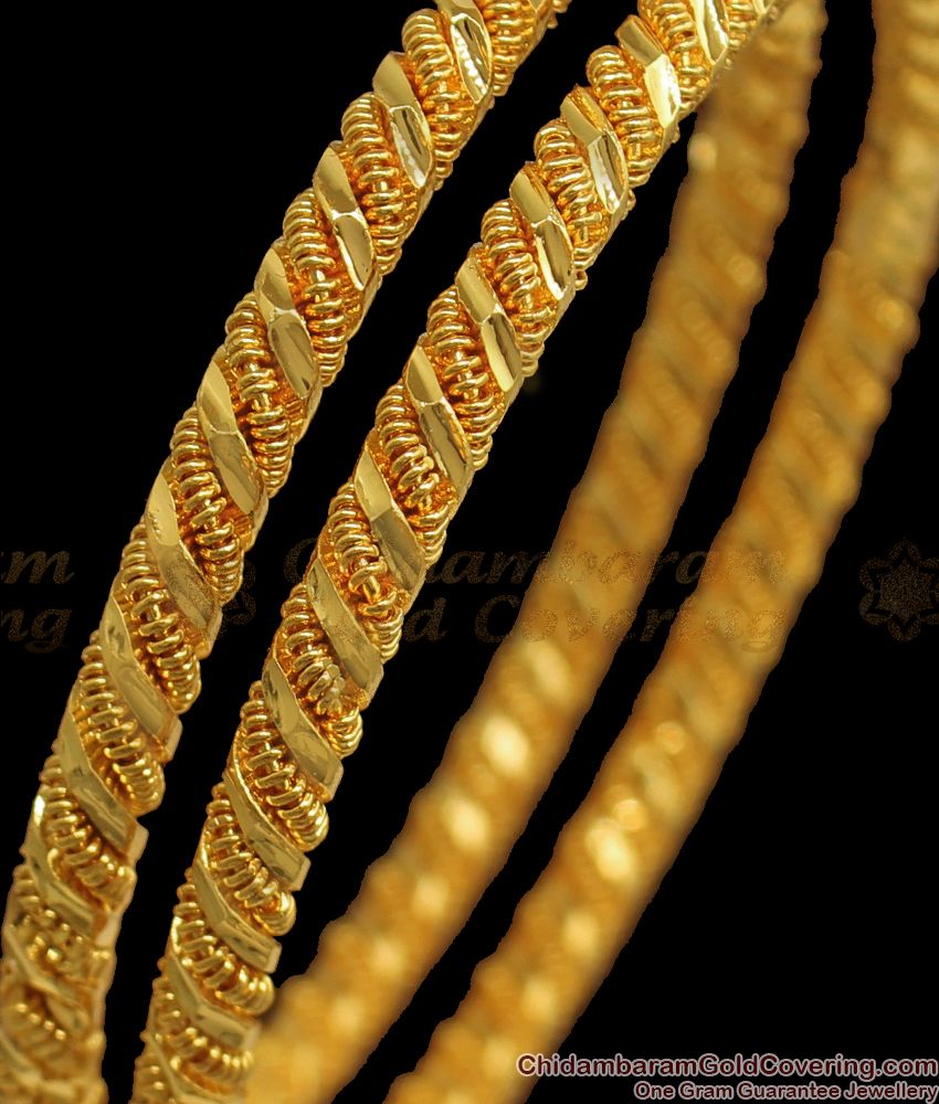 BR1813-2.6 Trendy Gold Murukku Design Bangles Daily Wear