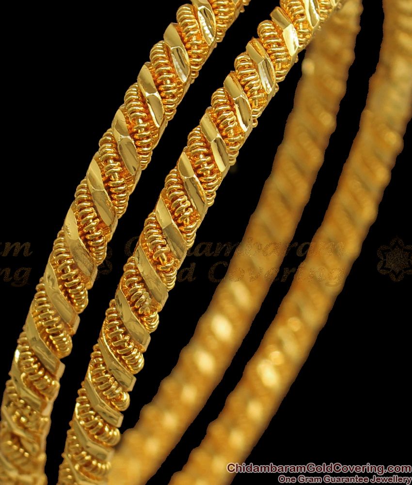 BR1813-2.8 Trendy Gold Murukku Design Bangles Daily Wear