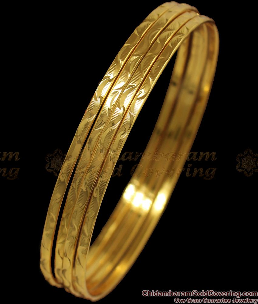 BR1814-2.6 Thin Gold Bangles Set Of Four Daily Wear Collections