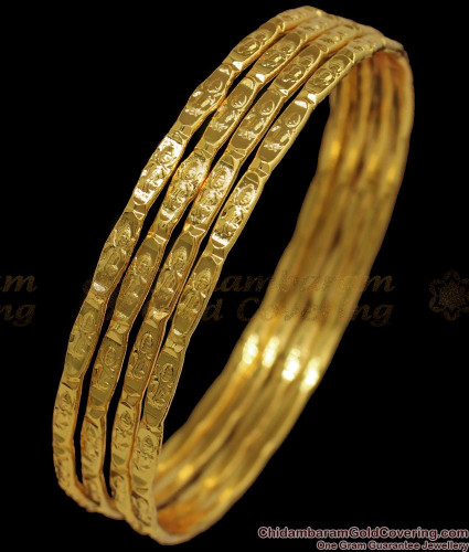BR1816 2.4 Thin Lakshmi Gold Bangles Traditional Daily Wear
