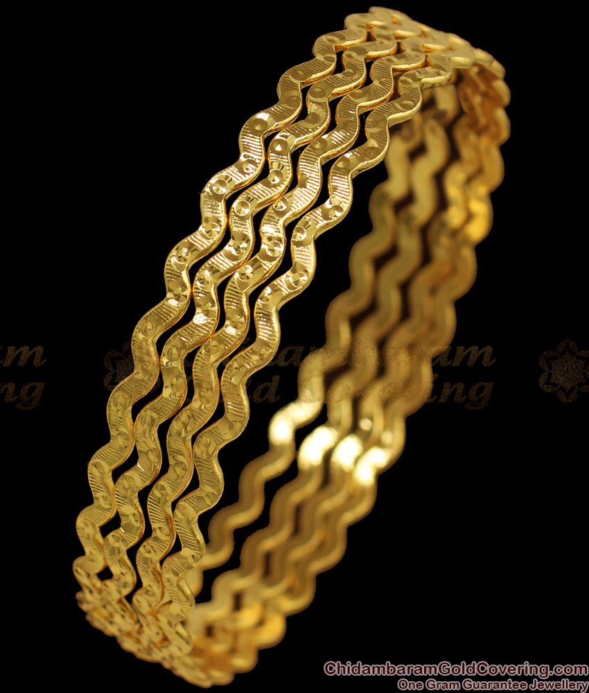 BR1818-2.4 Trendy Slim Curved Gold Neli Bangles Shop Online