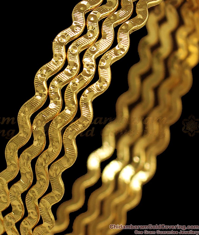 BR1818-2.4 Trendy Slim Curved Gold Neli Bangles Shop Online