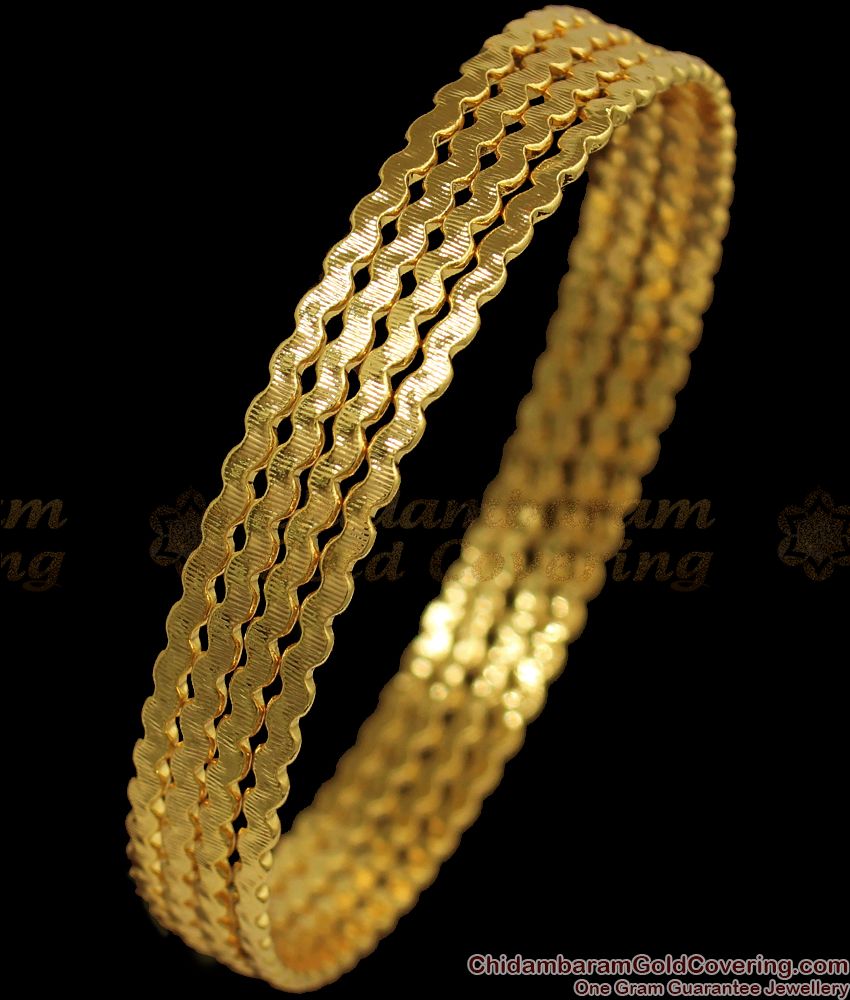 BR1819-2.4 Stylish Thin Curved Gold Neli Bangles Designer Jewelry