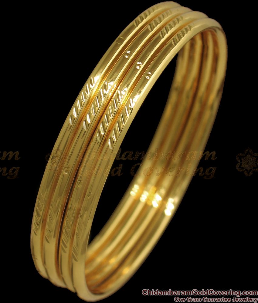 BR1820-2.4 Solid Pattern One Gran Gold Bangles South Indian Jewelry