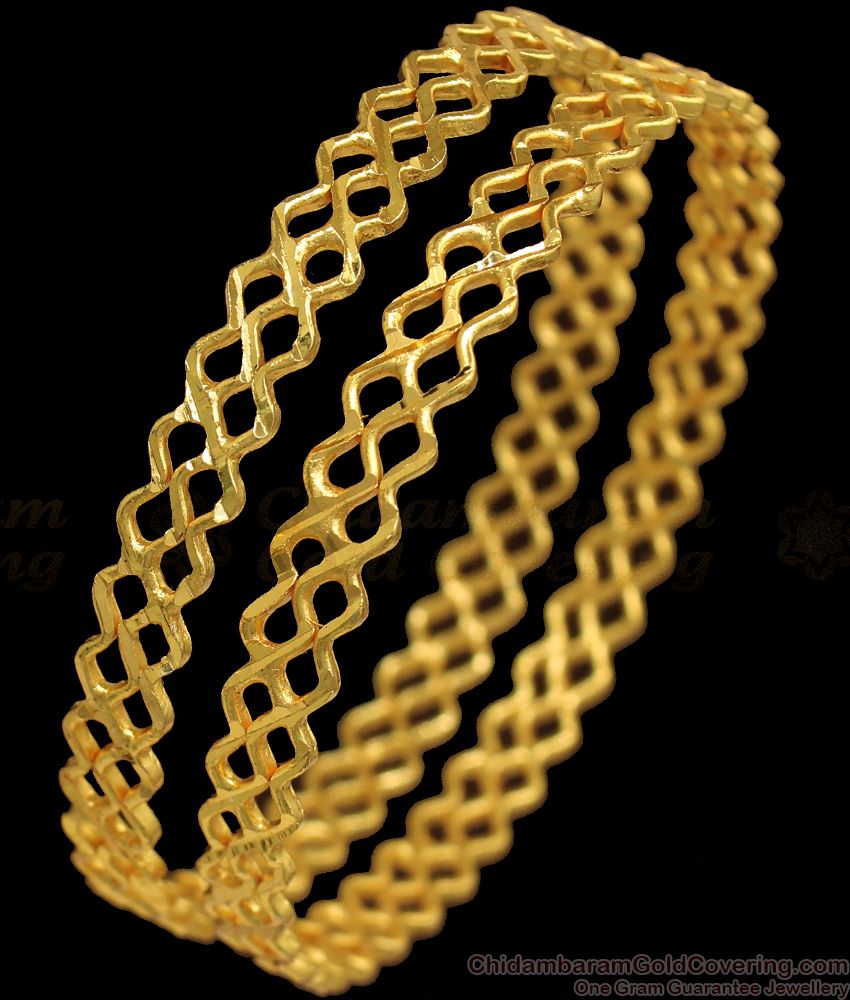 BR1823-2.6 Zig Zag One Gram Gold Neli Bangles Daily Wear